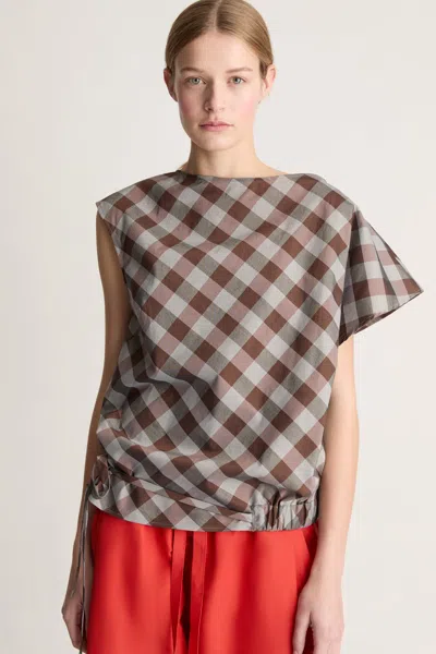 Lee Mathews Teresa Check-pattern Blouse In Brown