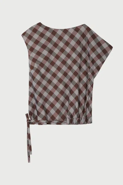 Lee Mathews Teresa Check-pattern Blouse In Brown