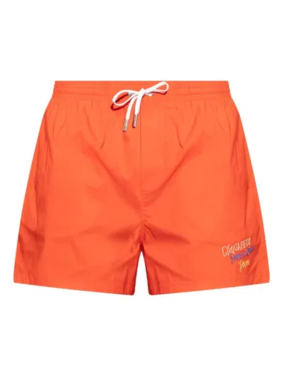 Dsquared2 Drawstring Swimming Trunks In Orange