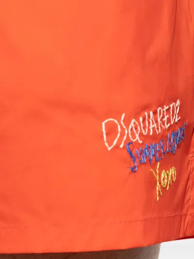 Dsquared2 Drawstring Swimming Trunks In Orange