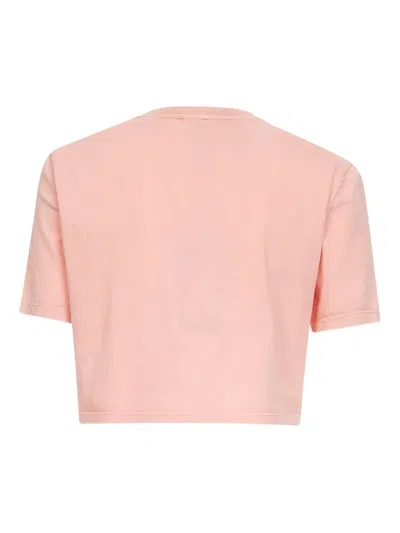 Fendi Women Pink T-shirt With Cropped Design And Raised Logo On The Front In Cotton Woman