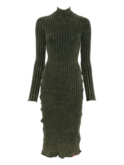 Diesel D-wavya Ribbed Midi Dress In Green