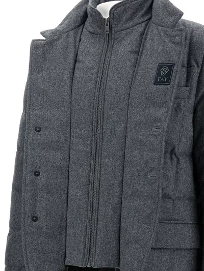 Fay Notched-collar Quilted Down Jacket In Gray