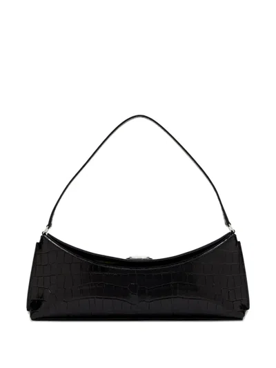Jacquemus Le Calisson Crocodile-effect Leather Shoulder Bag In Black