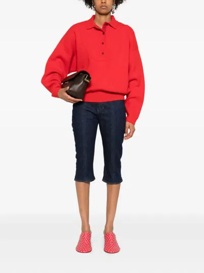Jacquemus Balloon Wool And Cashmere Polo Sweater In Red