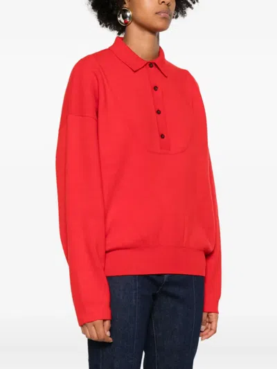 Jacquemus Balloon Wool And Cashmere Polo Sweater In Red