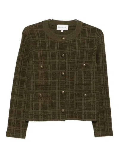 Eric Bompard Jacquard Tweed Button Jacket In Green