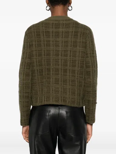 Eric Bompard Jacquard Tweed Button Jacket In Green