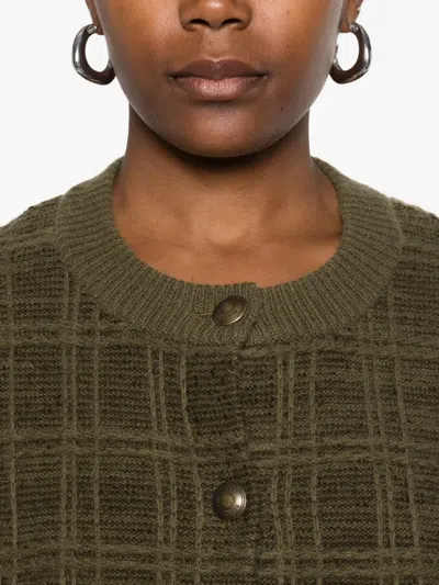 Eric Bompard Jacquard Tweed Button Jacket In Green