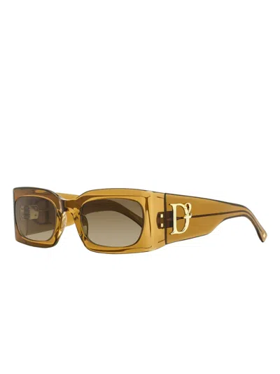 Dsquared2 109/s Rectangular-frame Sunglasses In Yellow