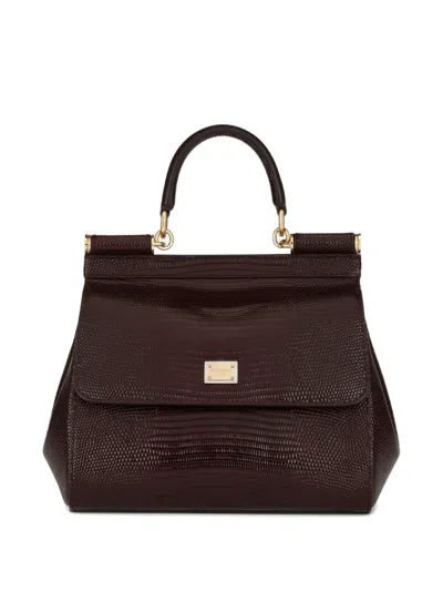 Dolce & Gabbana Medium Sicily Dauphine Leather Bag In Red