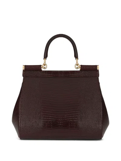 Dolce & Gabbana Medium Sicily Dauphine Leather Bag In Red