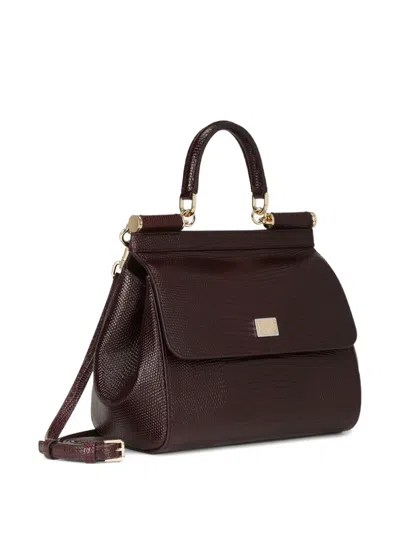 Dolce & Gabbana Medium Sicily Dauphine Leather Bag In Red