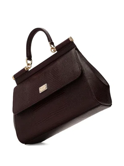 Dolce & Gabbana Medium Sicily Dauphine Leather Bag In Red