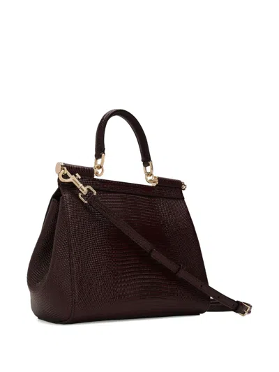 Dolce & Gabbana Medium Sicily Dauphine Leather Bag In Red