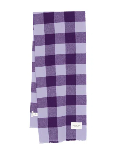 Marc O'polo Gingham-check Scarf In Purple