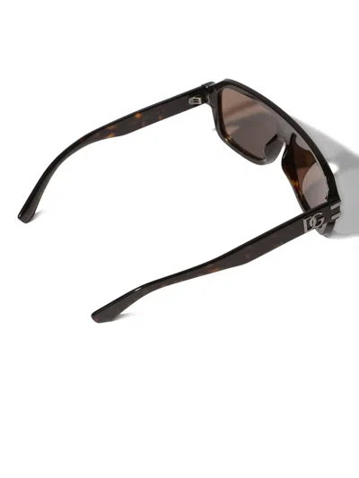 Dolce & Gabbana Tortoiseshell-pattern Logo-plaque Sunglasses In Brown