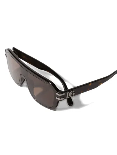 Dolce & Gabbana Tortoiseshell-pattern Logo-plaque Sunglasses In Brown