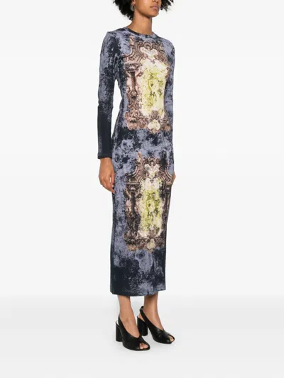 Jean Paul Gaultier Midi Dress With Long Sleeves And Print In Multi