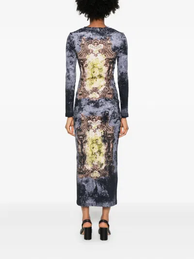 Jean Paul Gaultier Midi Dress With Long Sleeves And Print In Multi