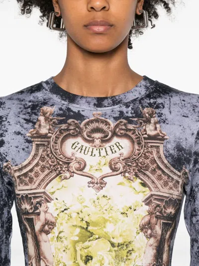 Jean Paul Gaultier Midi Dress With Long Sleeves And Print In Multi