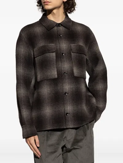 Rag & Bone Austin Checked Wool-blend Shirt Jacket In Brown