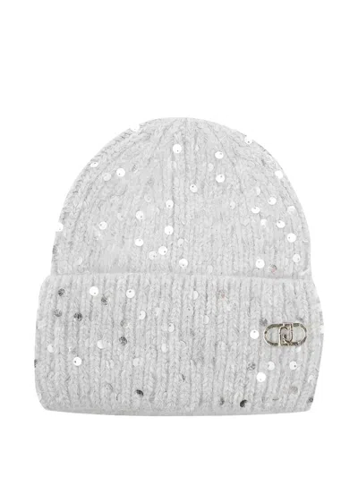 Liu •jo Sequin-embellished Beanie In Gray