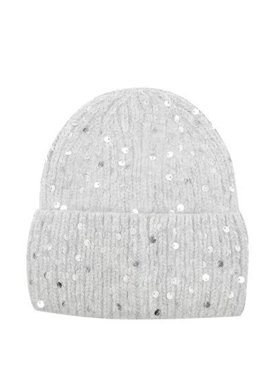 Liu •jo Sequin-embellished Beanie In Gray