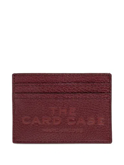 Marc Jacobs The Card Case Grained Leather Card Holder In Burgundy