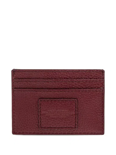 Marc Jacobs The Card Case Grained Leather Card Holder In Burgundy