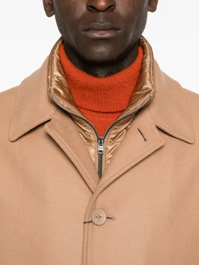 Herno Padded Coat With Collared Design And Pockets In Brown
