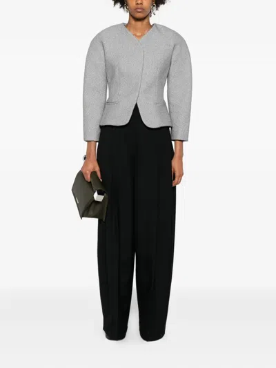 Jacquemus Textured-fabric Fitted Jacket In Gray