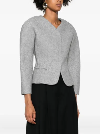 Jacquemus Textured-fabric Fitted Jacket In Gray