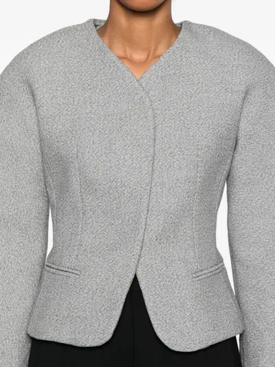 Jacquemus Textured-fabric Fitted Jacket In Gray