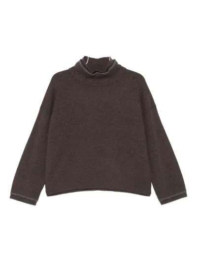 Brunello Cucinelli Cashmere Turtleneck Sweater In Brown
