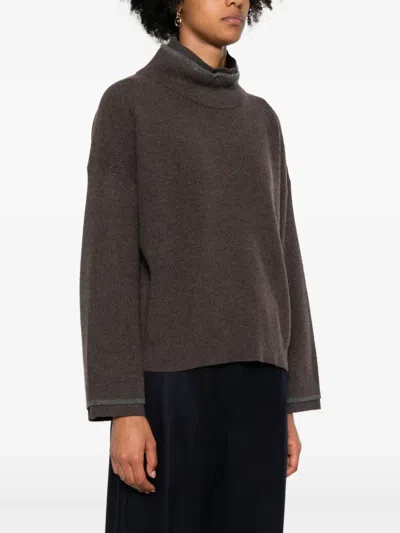 Brunello Cucinelli Cashmere Turtleneck Sweater In Brown