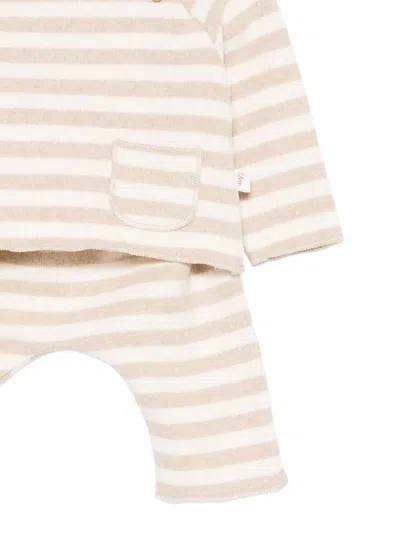 Teddy & Minou Striped Knitted Trouser Set In Neutral