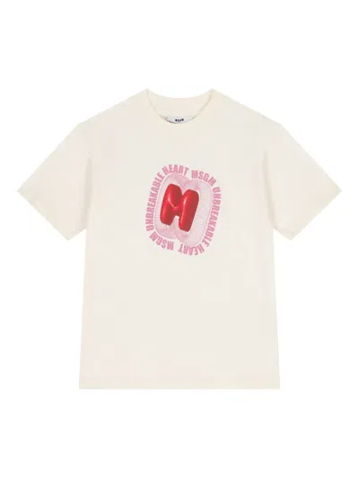 Msgm Logo-print T-shirt In Neutral