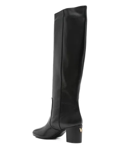 Via Roma 15 70mm Calf-leather Block-heel Knee-high Boots In Multi