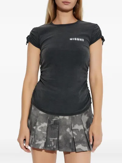 Misbhv Drawstring-sleeve T-shirt In Black