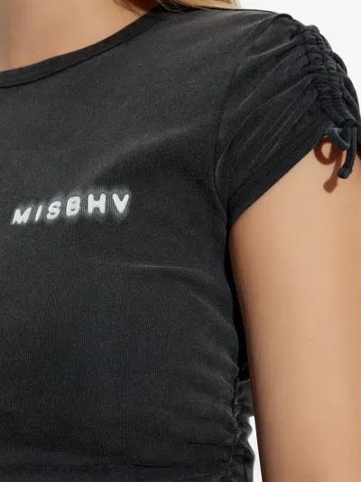Misbhv Drawstring-sleeve T-shirt In Black