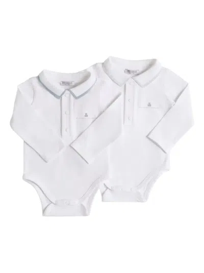 Brunello Cucinelli Polo-neck Bodysuit Set In White