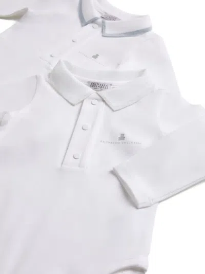 Brunello Cucinelli Polo-neck Bodysuit Set In White