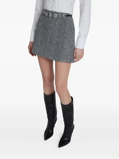 Ermanno Scervino Herringbone-pattern Mini Skirt In Gray