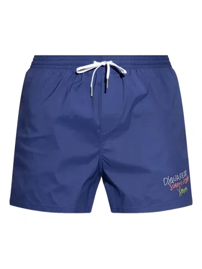 Dsquared2 Drawstring Swimming Trunks In Blue