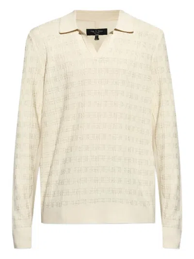 Rag & Bone Harvey Johnny Collar Relaxed Polo In White