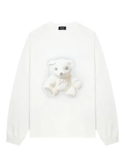 We11 Done Teddy-print Long-sleeve Top In White