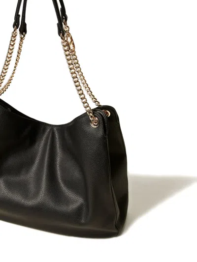 Twinset Soft Pebbled Slouchy Handbag With Chain In Black