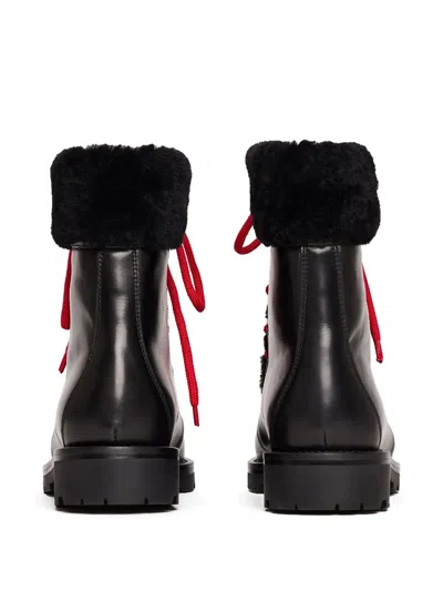 Scarosso Lace-up Shearling Boots In Black