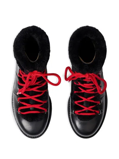 Scarosso Lace-up Shearling Boots In Black
